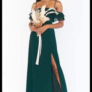 Show Me Your Mumu Emma Ruffle Maxi Dress in Emerald